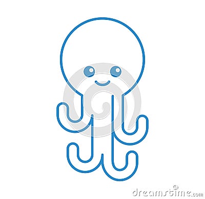 Cute octopus isolated icon Vector Illustration