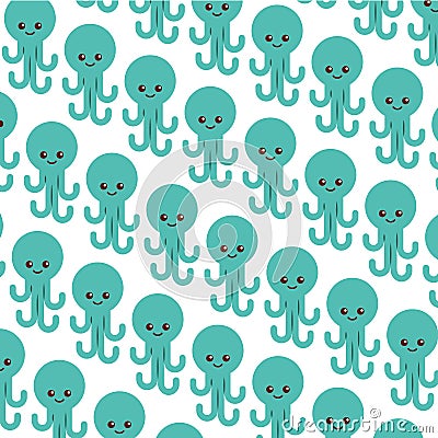 Cute octopus pattern background Vector Illustration