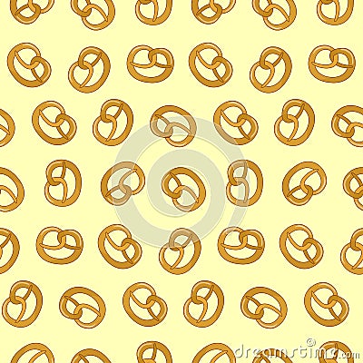 Cute oktoberfest food seamless pattern with tasty pretzel Stock Photo