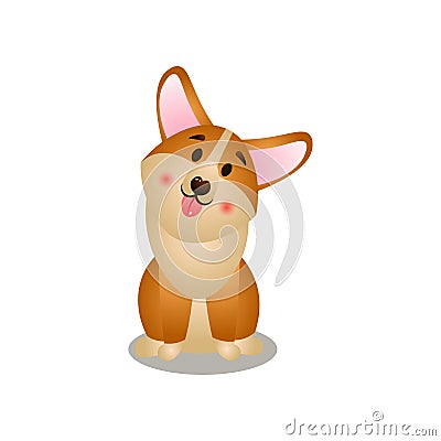 Cute open mouth corgi dog stay on home place Vector Illustration
