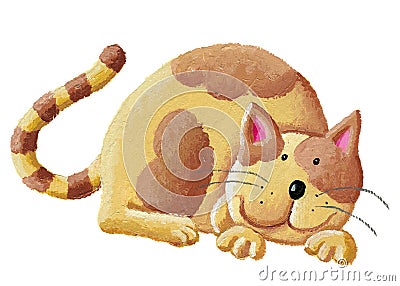 Cute orange cat Cartoon Illustration