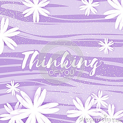 Cute Origami Purple Floral Greeting Card with place for text. Vector Illustration