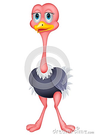 Cute ostrich cartoon Vector Illustration