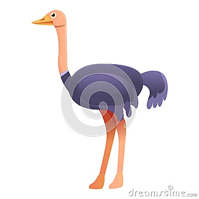 Cute ostrich icon, cartoon style Vector Illustration