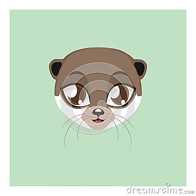 Cute otter avatar with flat colors Vector Illustration