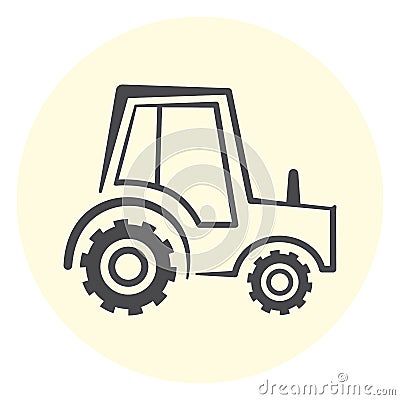 Cute outline tractor icon Stock Photo