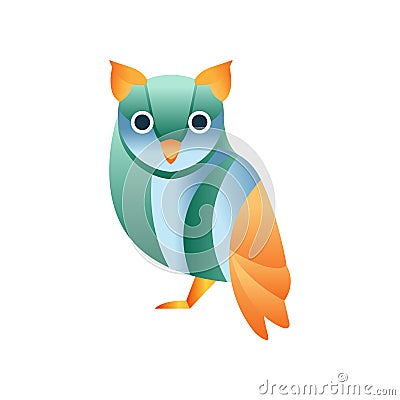 Cute owl bird, stylized geometric animal low poly design vector Illustration Vector Illustration