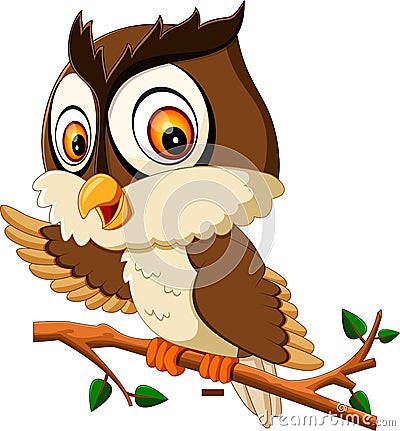 Cute owl cartoon Vector Illustration