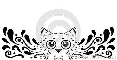 Cute owl ornament style illustration detail night bird artistic style drawing Cartoon Illustration