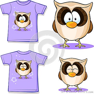 Cute owl printed on shirt Vector Illustration