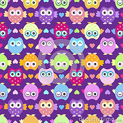 Cute owl seamless pattern, Stock Photo