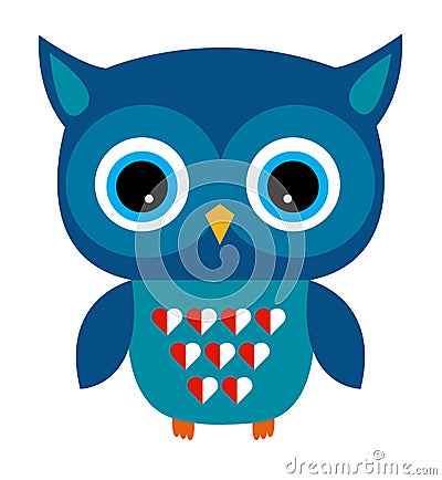 Cute Owl Vector Boy with Heart Vector Illustration