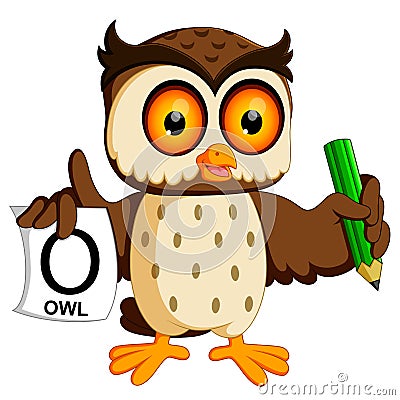 Cute owl writing Vector Illustration