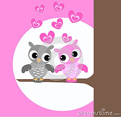 cute owls Vector Illustration