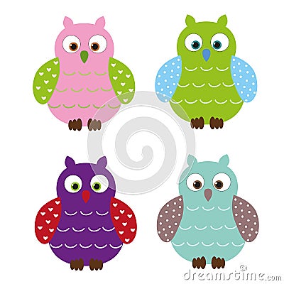 Cute owls Vector Illustration