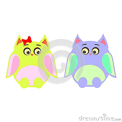 Cute owls Vector Illustration