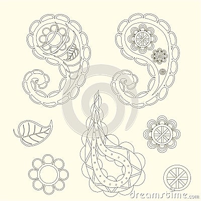 Cute Paisley pattern (Turkish cucumber) for design of fabrics, tableware, wallpaper Vector Illustration