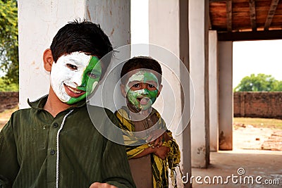 Cute Pakistani Kids Celebrating Their National Independence Day Editorial Stock Photo