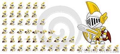 Cute Paladin Character Sprites Vector Illustration