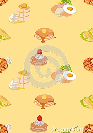 Cute Pancake Meal and Dessert Seamless Pattern Vector Illustration