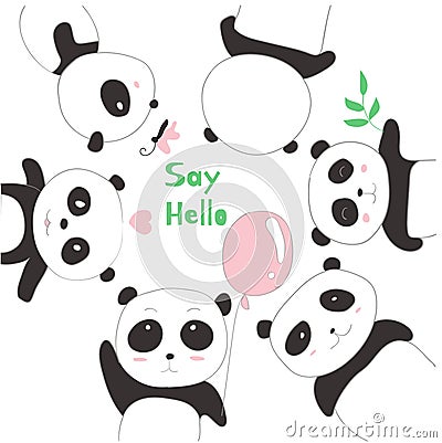 The cute panda baby. cartoon sketch animal style Stock Photo