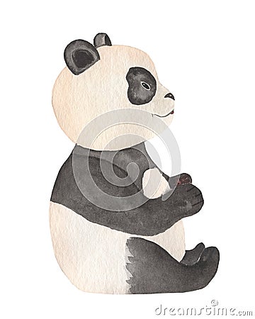 Cute Panda bear wild animal in cartoon style. Isolated on white Cartoon Illustration