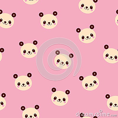 Cute panda bears seamless pattern Vector Illustration