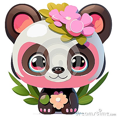 In a cute panda cartoon, the panda would have a round and chubby body Stock Photo