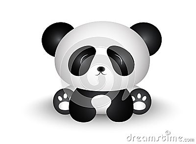 Cute Panda Cartoon Sitting with His Body in front Vector Illustration