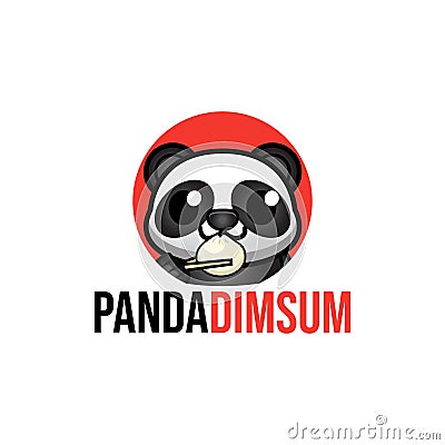 Cute panda holding dimsum logo vector illustration Vector Illustration