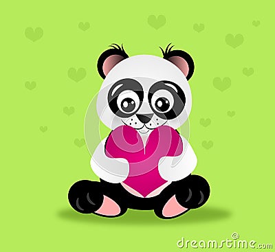 Cute panda in love Stock Photo