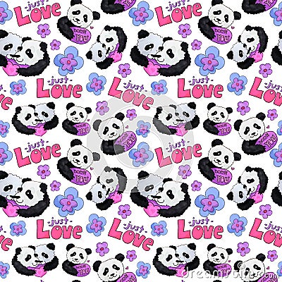 Cute panda pattern. background for web and print purpose. valentine day Stock Photo