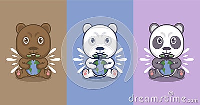 cute panda polar bear gogreen Vector Illustration