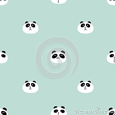 Cute panda seamless pattern background. Vector Illustration