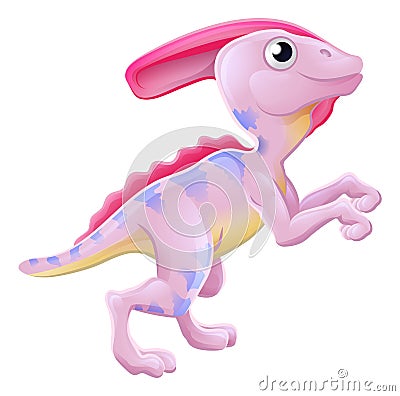 Cute Parasaurolophus Cartoon Dinosaur Vector Illustration