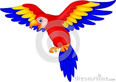 Cute parrot bird cartoon Vector Illustration