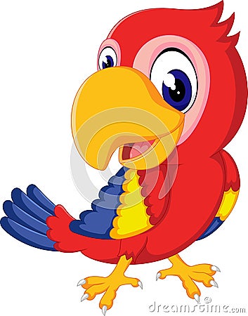 Cute parrot cartoon Vector Illustration