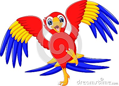 Cute parrot cartoon Vector Illustration