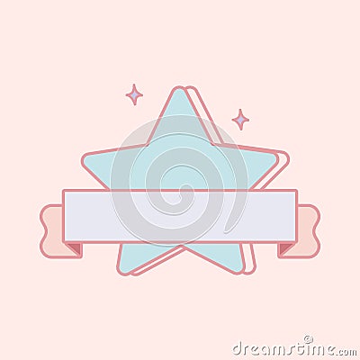 Cute pastel blue star emblem vector Vector Illustration