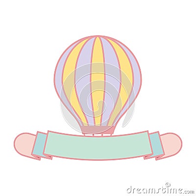 Cute pastel hot air balloon banner vector Vector Illustration