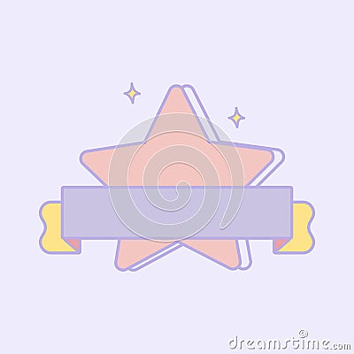 Cute pastel pink star emblem vector Vector Illustration