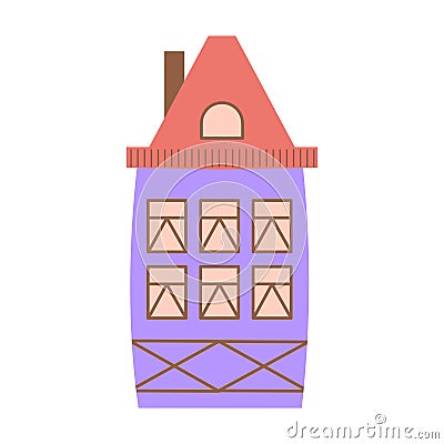 Cute pastel scandinavian house. Dutch canal home. Traditional architecture Vector Illustration