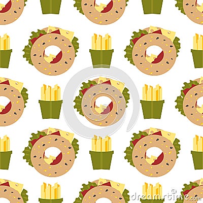 Cute pattern with sandwich. Concept of obesity. Stock Photo