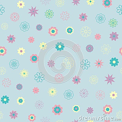 Cute pattern in small flower. Small colored flowers. Light blue background. Ditsy floral background. The elegant the template for Stock Photo