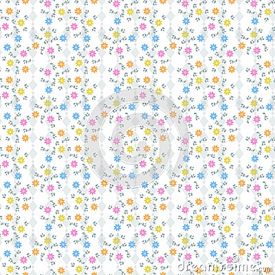 Cute pattern in small flower. Small pink flowers. White background. Vector Illustration