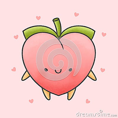 Cute peach cartoon hand drawn style Stock Photo