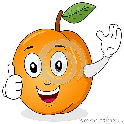 Cute Apricot Character with Thumbs Up Vector Illustration