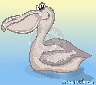 Cute pelican cartoon floating Vector Illustration