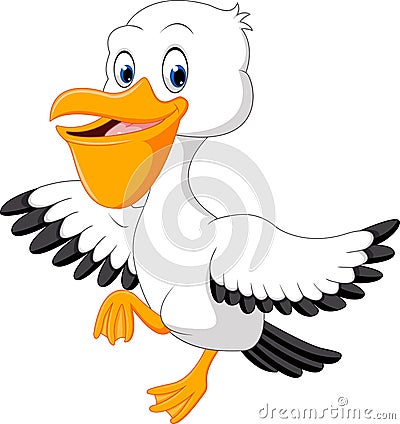 Cute pelican cartoon Vector Illustration