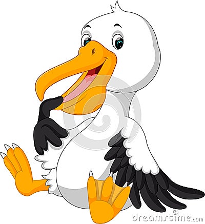 Cute pelican cartoon Vector Illustration